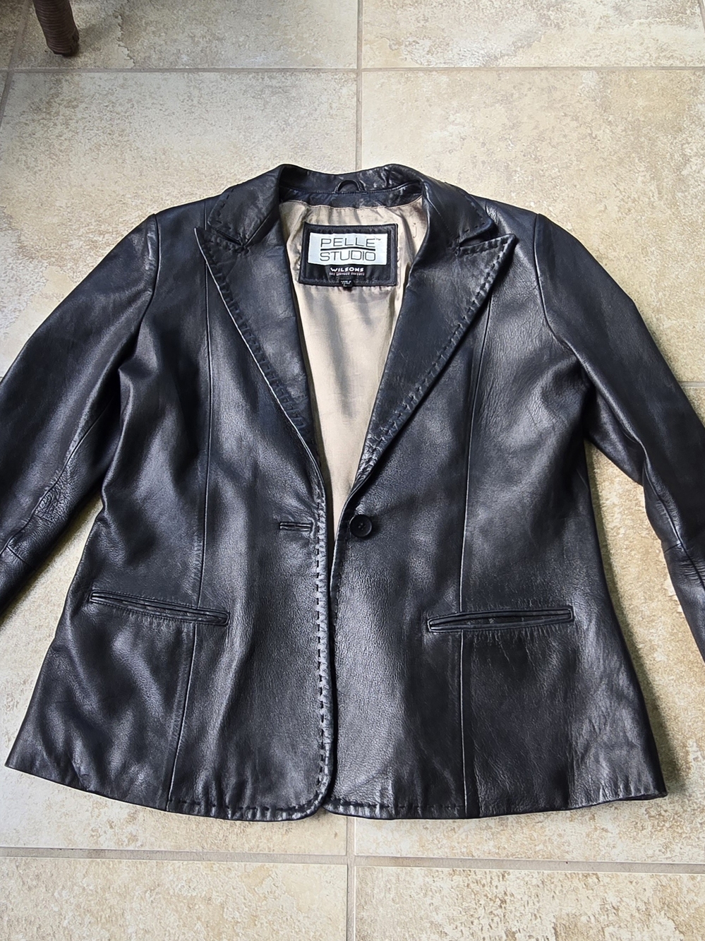 Wilsons Leather Experts Pelle Studio leather blazer in Black Size L